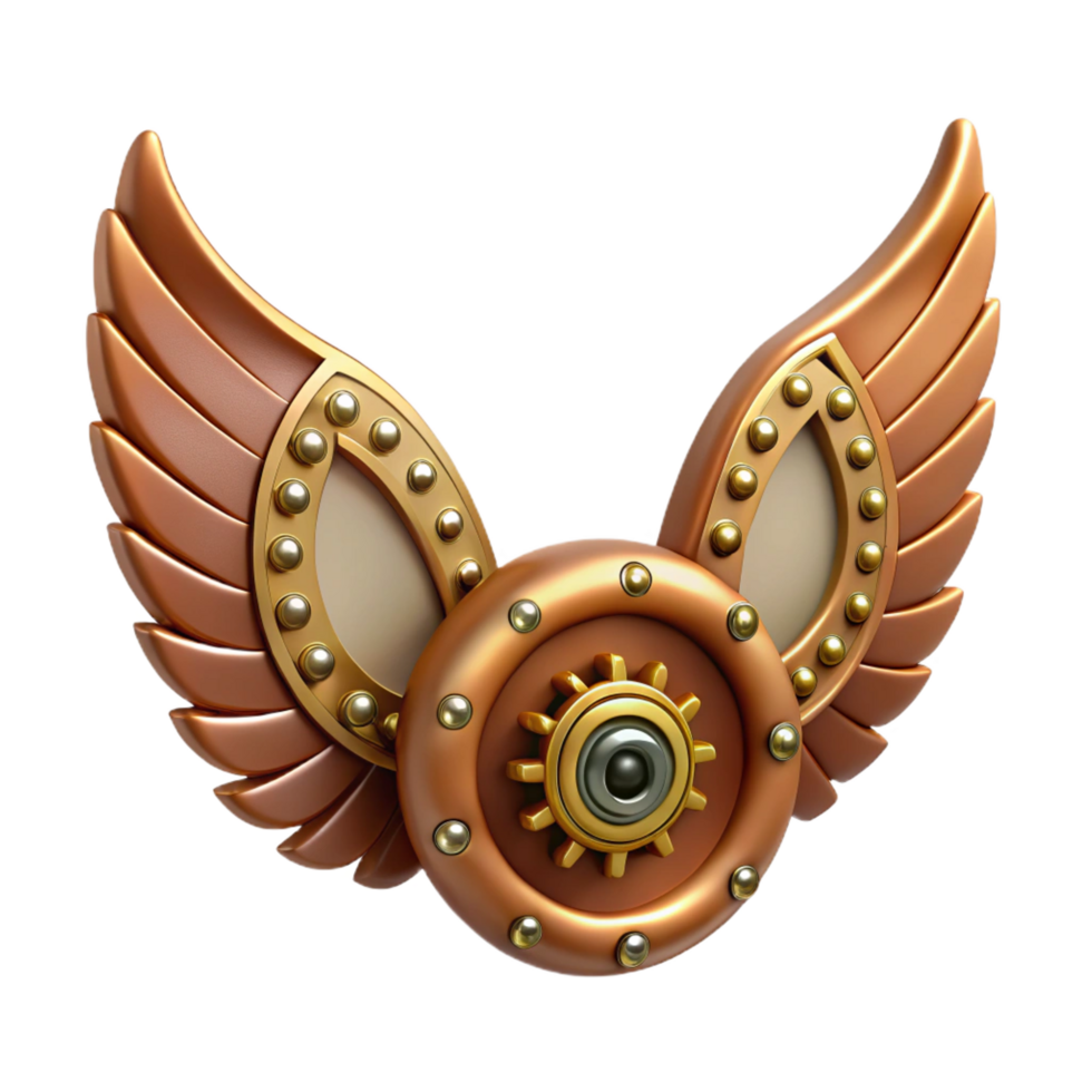 stunning abstract Steampunk wings made of clockwork gears and leather membranes. NO BACKGROUND with Transparent Background. authentic png