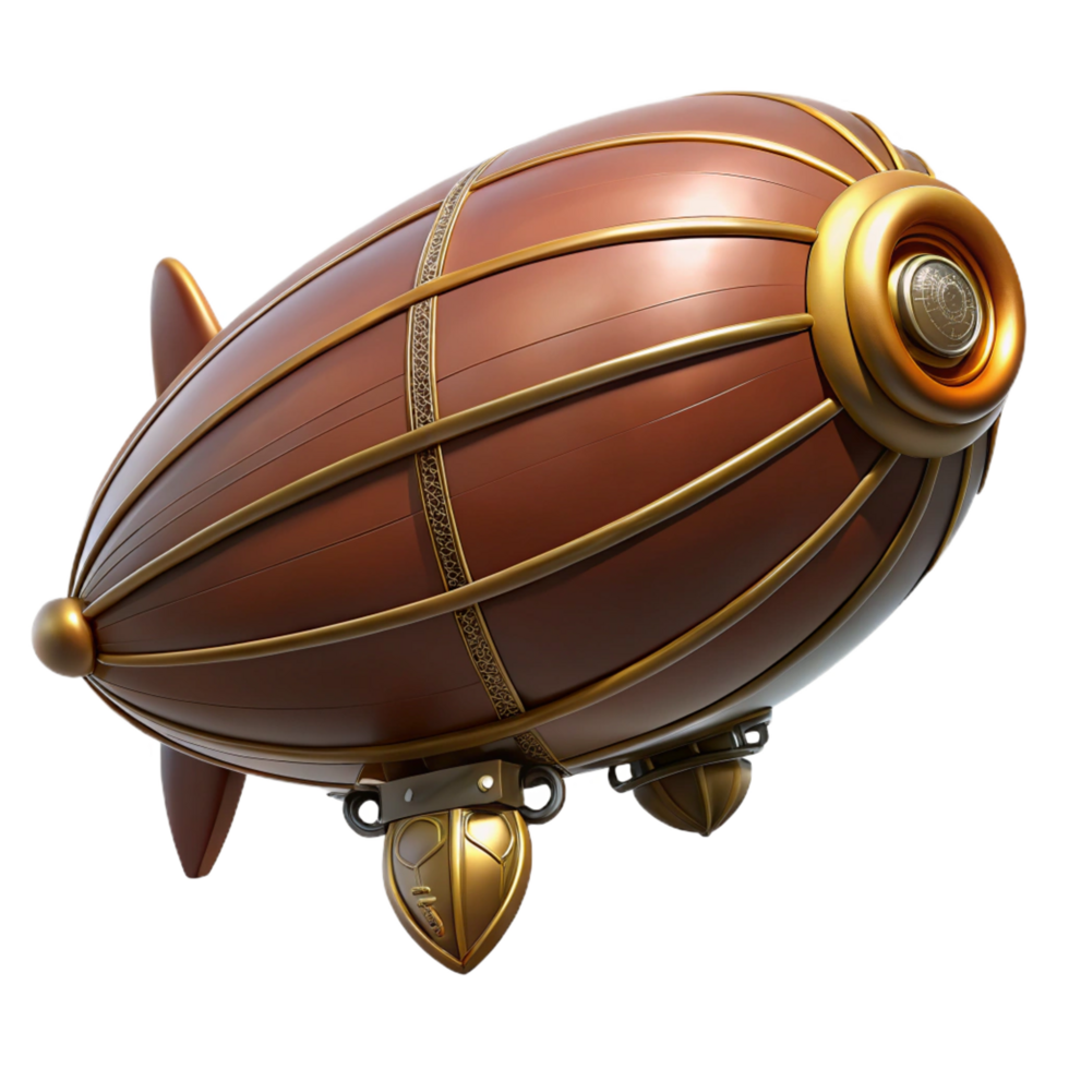 immaculate exceptional Steampunk zeppelin illustration icon, detailed graphic. NO BACKGROUND with Transparent Background. png