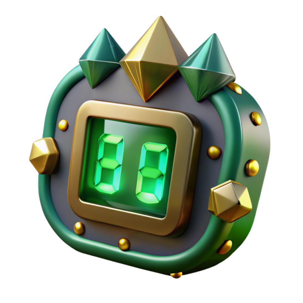 extraordinary creative Digital Countdown Timer with Green Numbers Transparent Background exclusive png