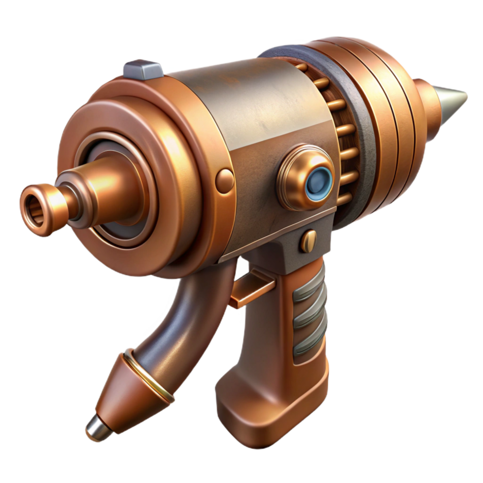 quintessential tropical Steampunk drill with a copper bit and a clockwork mechanism. NO BACKGROUND with Transparent Background. professional png