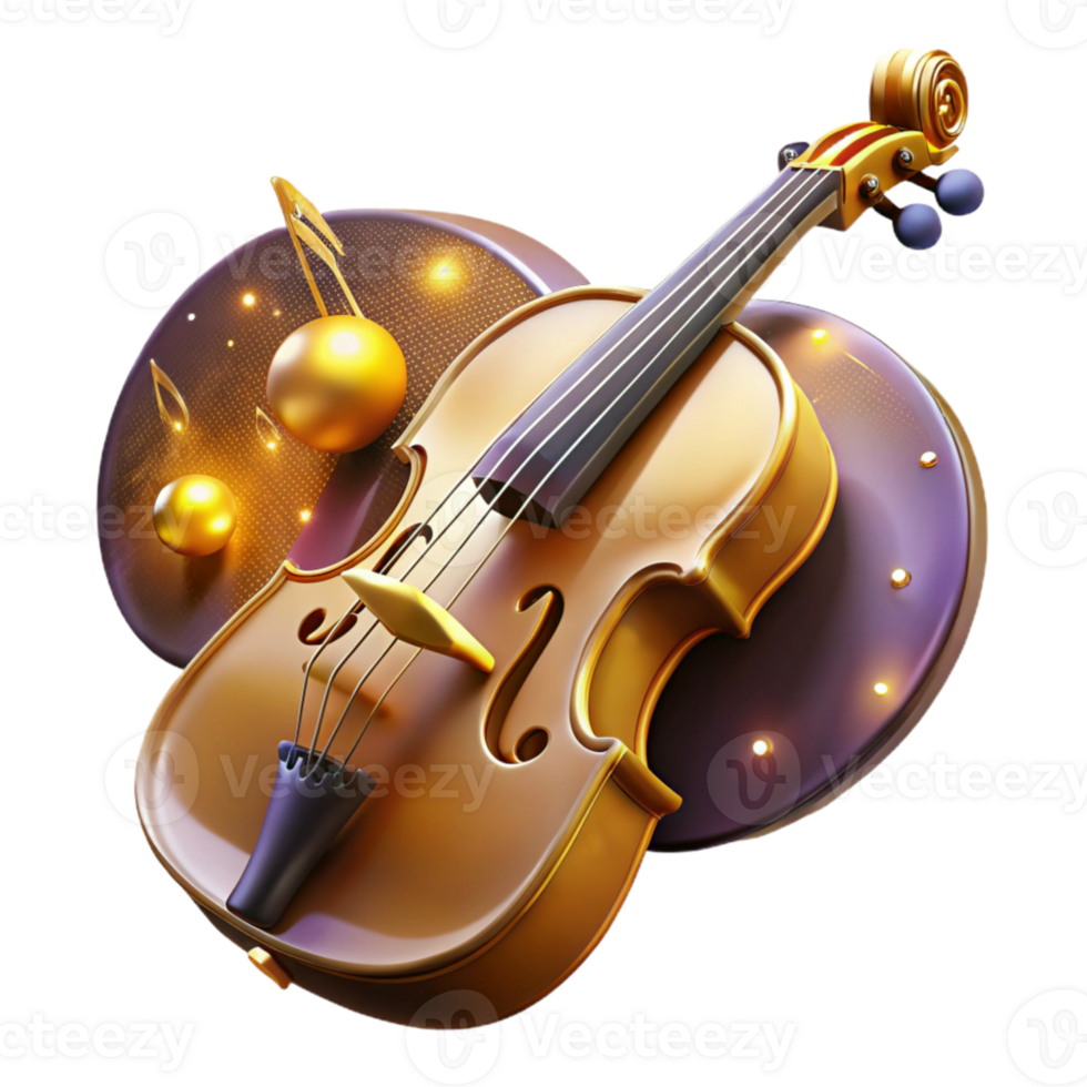 dramatic abstract Double Bass and Jazz Music Notes Isolated Transparent Background genuine png