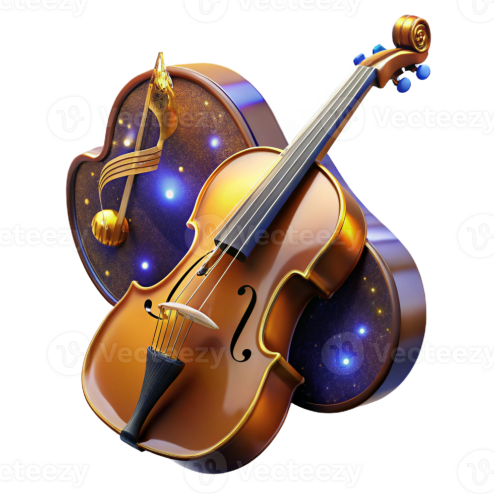 elegant artistic Double Bass and Jazz Music Notes Isolated Transparent Background high quality png