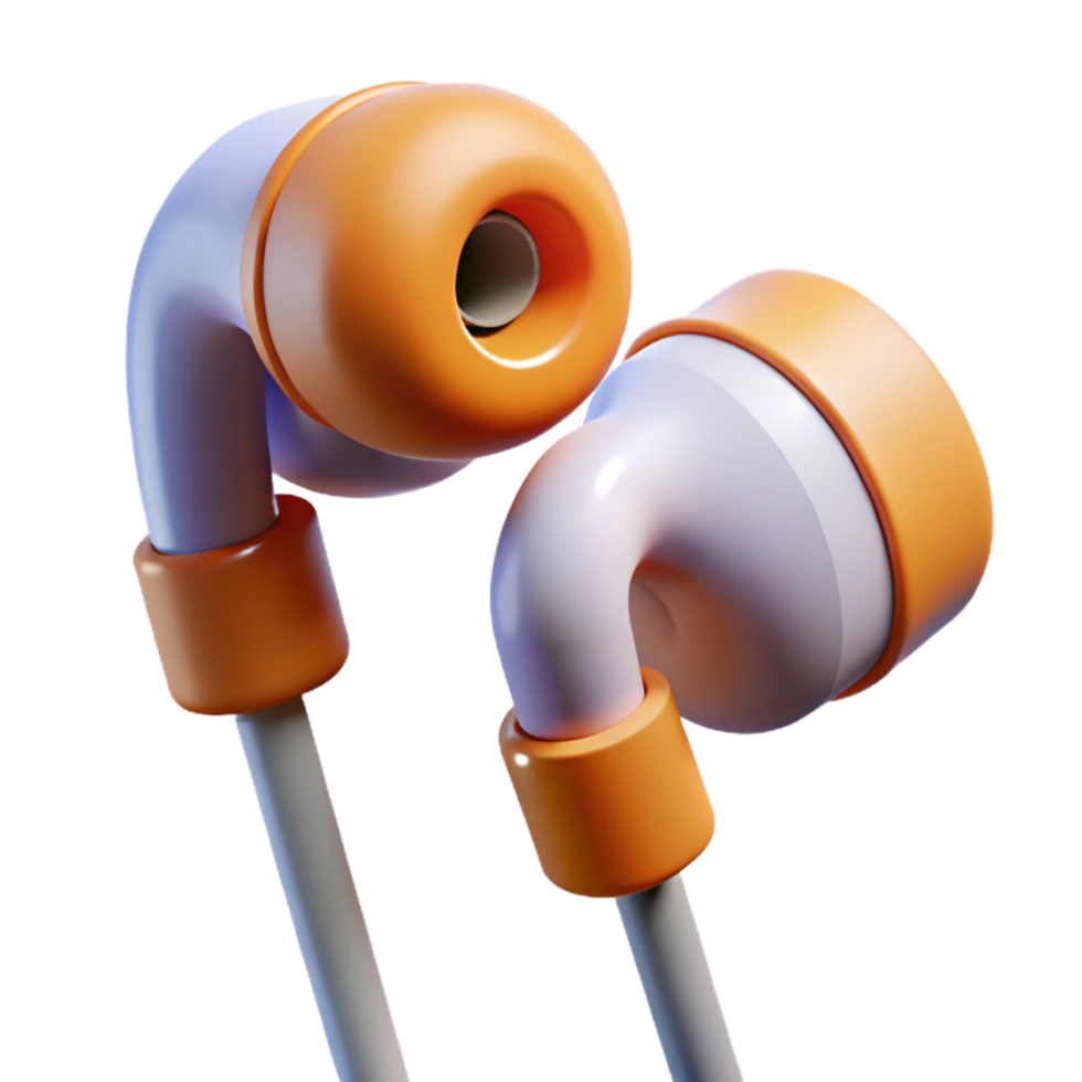 elegant rare Earbuds with different sized ear tips NO BACKGROUND with Transparent Background. png
