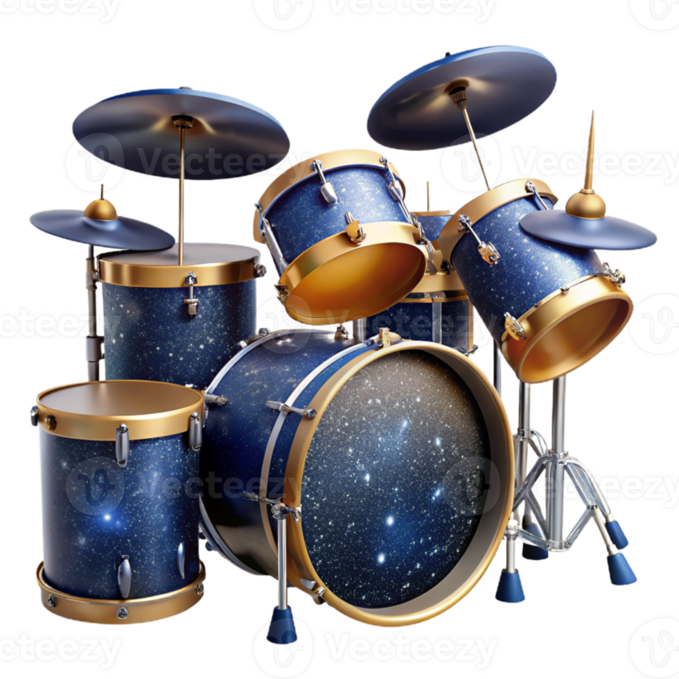 elegant vintage Drum Set Cutout with Multiple Drums and Cymbals exclusive png