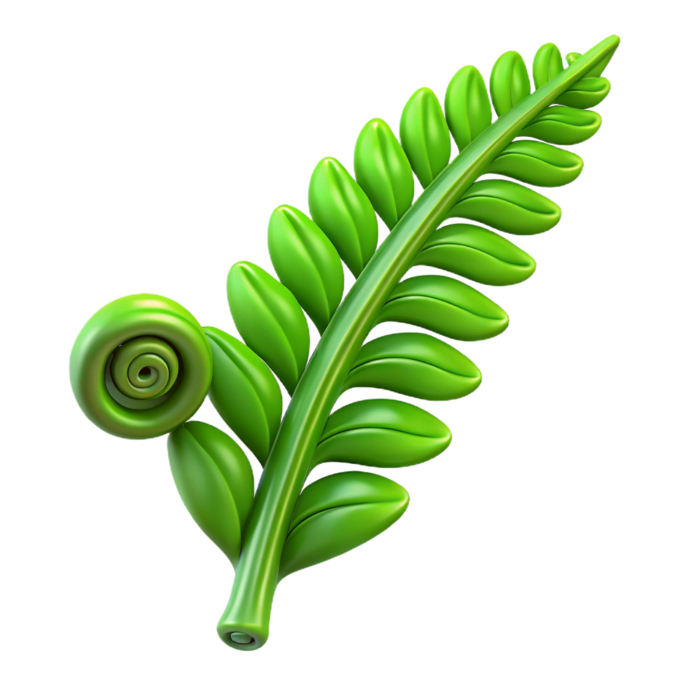 mysterious picturesque Green fern leaf, unfurling. NO BACKGROUND with Transparent Background. gallery standard png