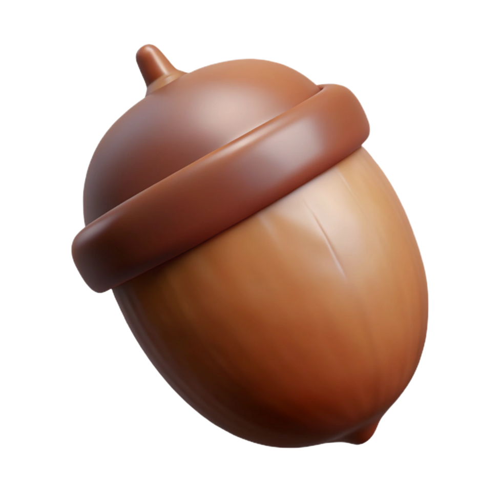 timeless futuristic Brown acorn, isolated. NO BACKGROUND with Transparent Background. studio quality png