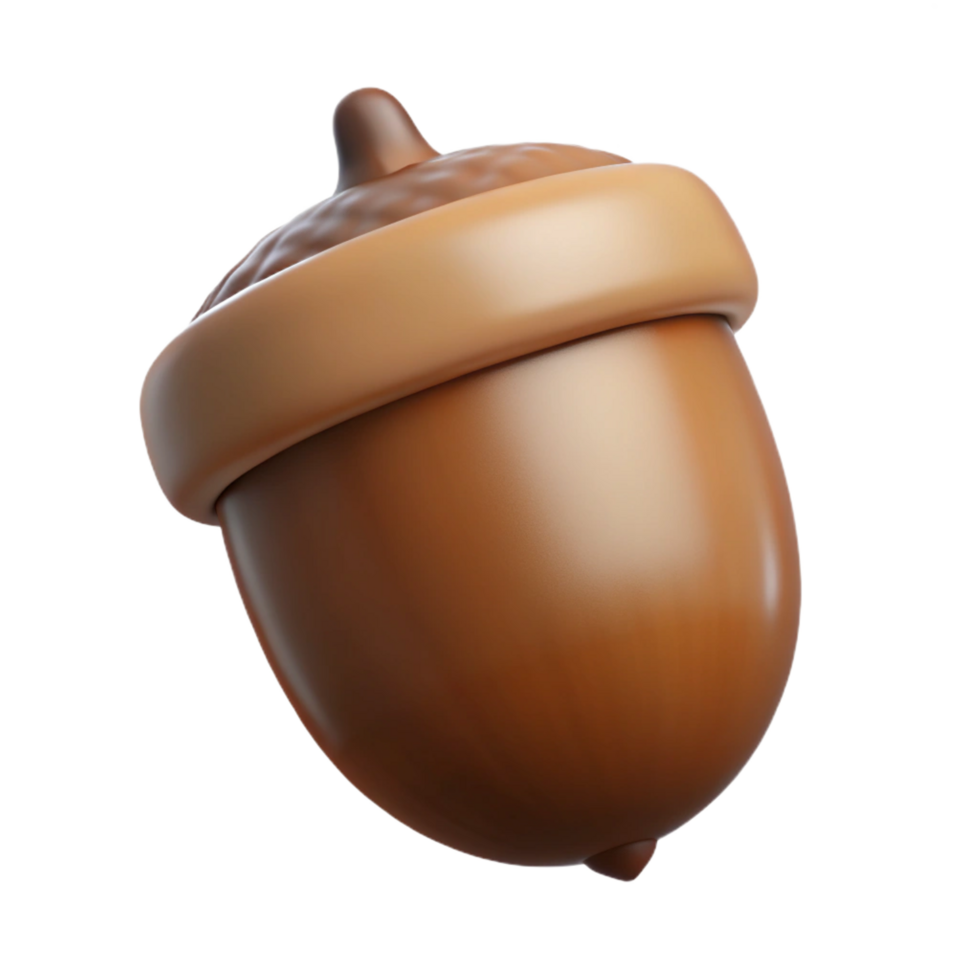 whimsical sumptuous Brown acorn, isolated. NO BACKGROUND with Transparent Background. expertly shot png