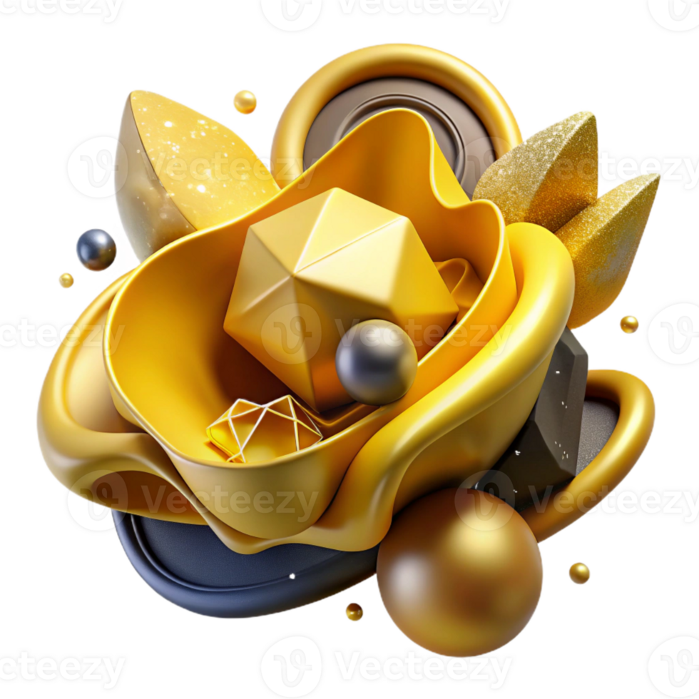 wonderful vintage Dynamic Abstract Shape Composition Yellow Isolated authentic png