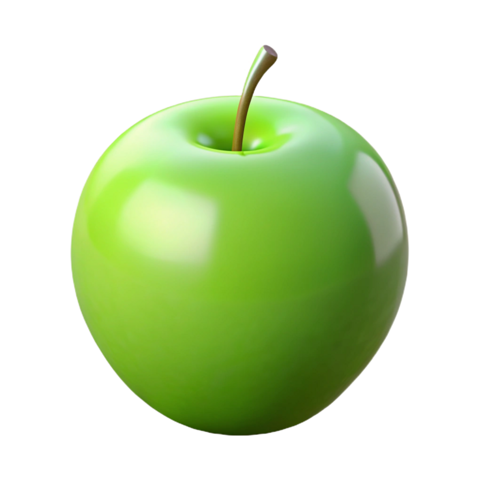 pristine intense avant-garde Green Granny Smith apple, single. NO BACKGROUND with Transparent Background. ultra HD png