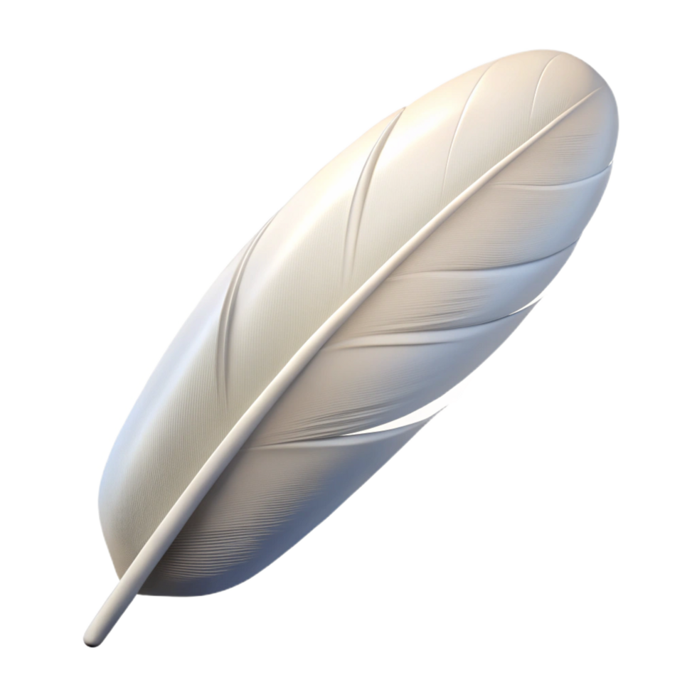 glorious remarkable Single feather, white. NO BACKGROUND with Transparent Background. png
