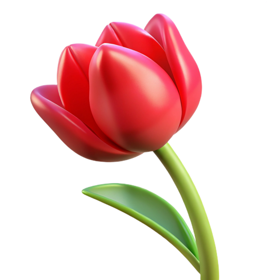 glorious signature Tulip flower, single, red. NO BACKGROUND with Transparent Background. png