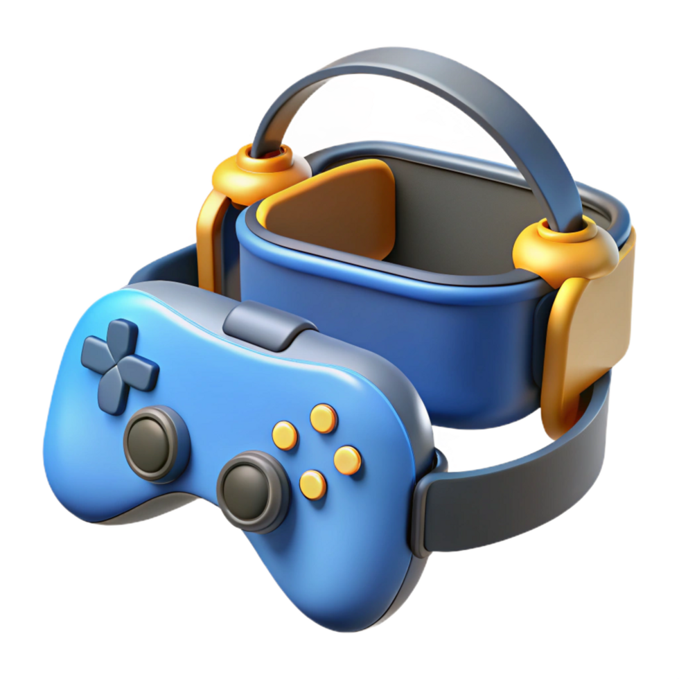 glorious dramatic coastal Virtual Reality headset with controllers. NO BACKGROUND with Transparent Background. exclusive png