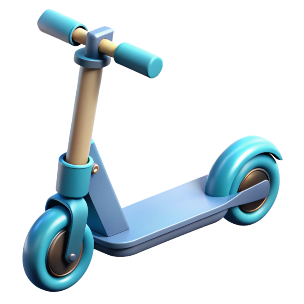 iconic nordic Electric scooter folded for storage. NO BACKGROUND with Transparent Background. museum quality png