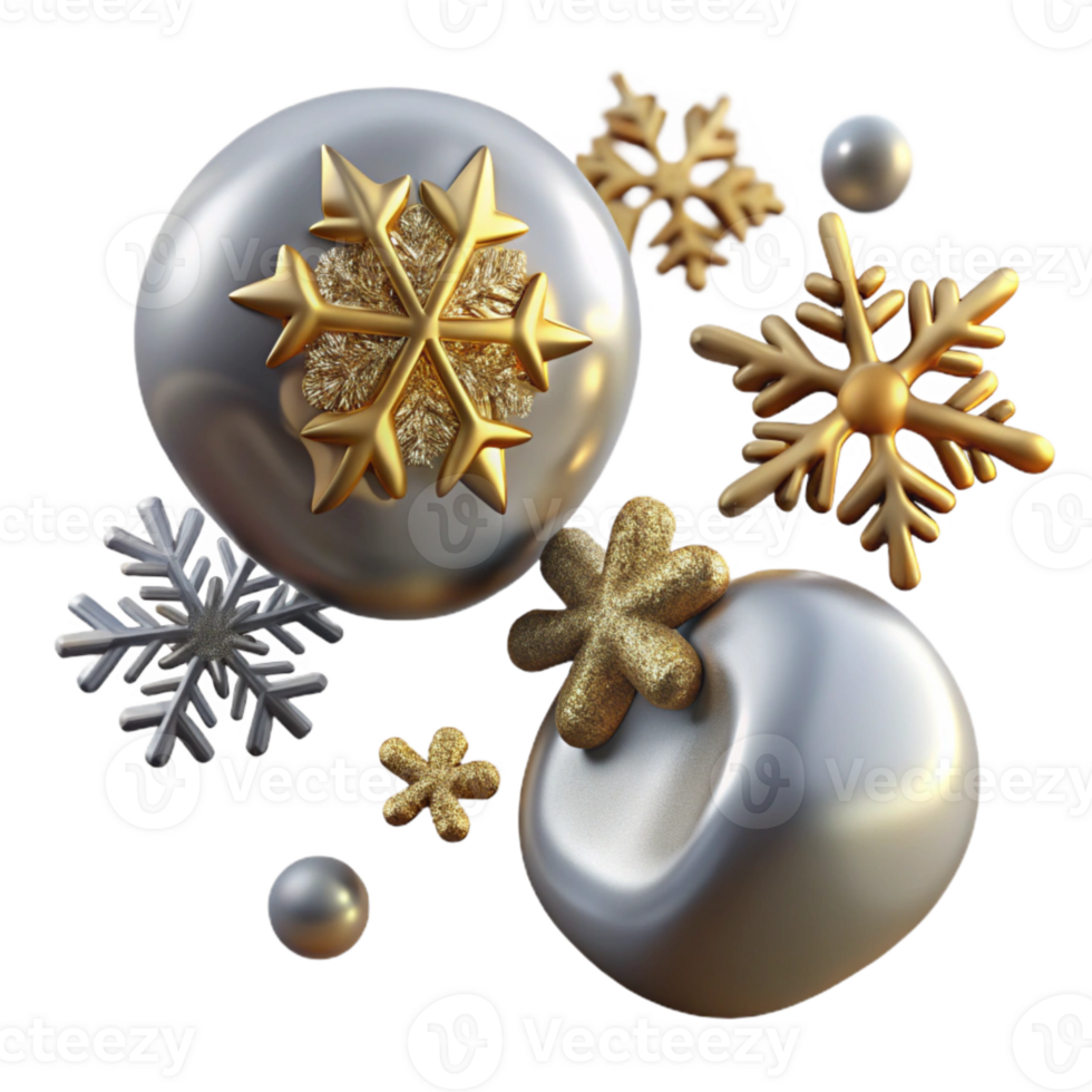 magnificent rustic Falling Snowflakes 3d Render Isolated on Transparent Background premium png