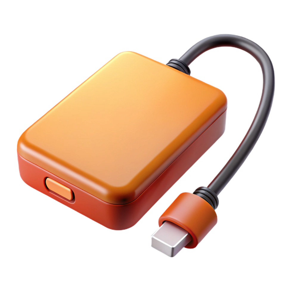 exquisite iconic External hard drive with cable attached. NO BACKGROUND with Transparent Background. png