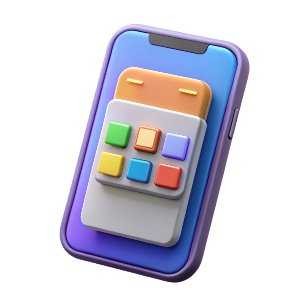 exquisite impressionist Smartphone displaying a mobile app interface. NO BACKGROUND with Transparent Background. perfect clarity png
