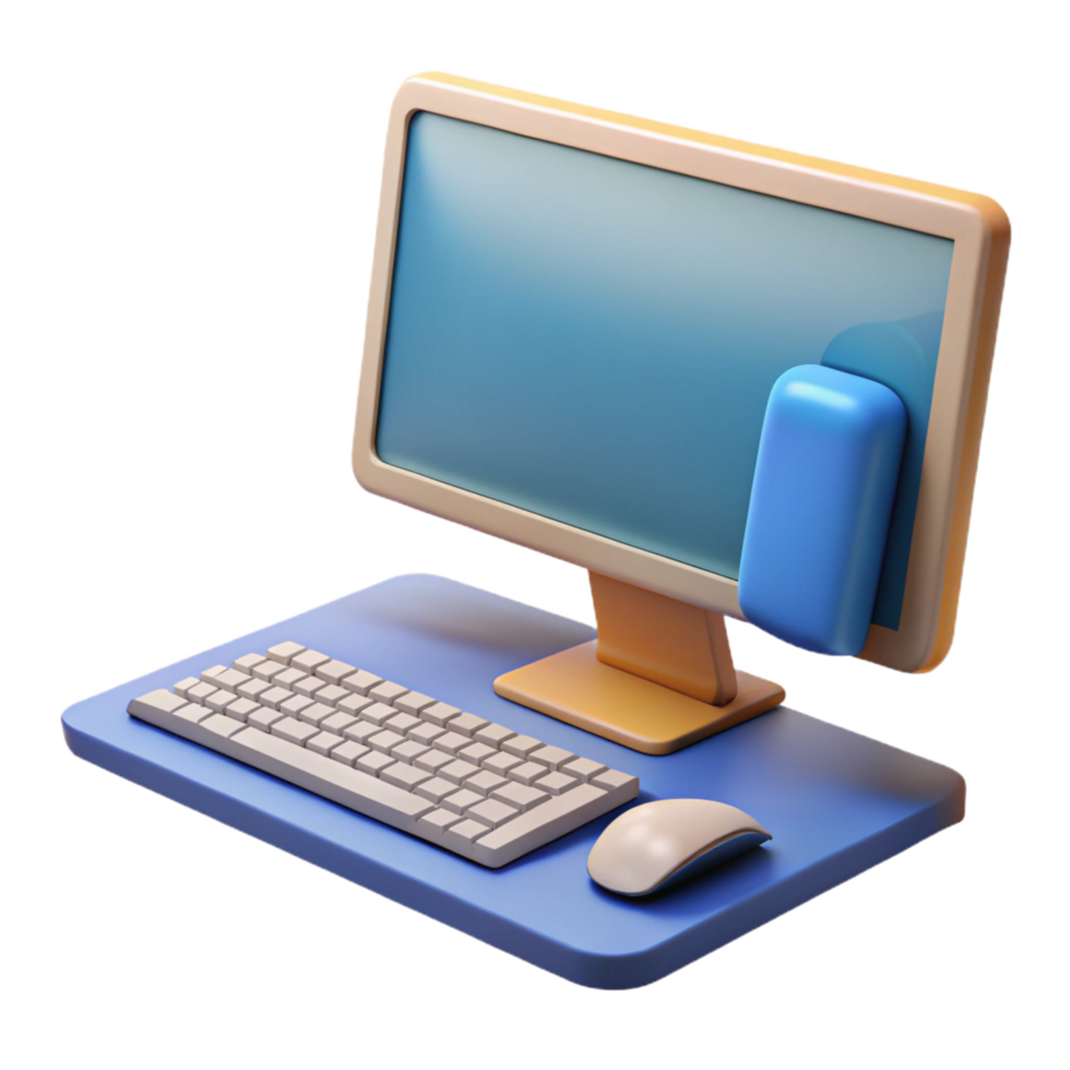 exemplary gothic Desktop computer with monitor, keyboard and mouse. NO BACKGROUND with Transparent Background. exclusive png
