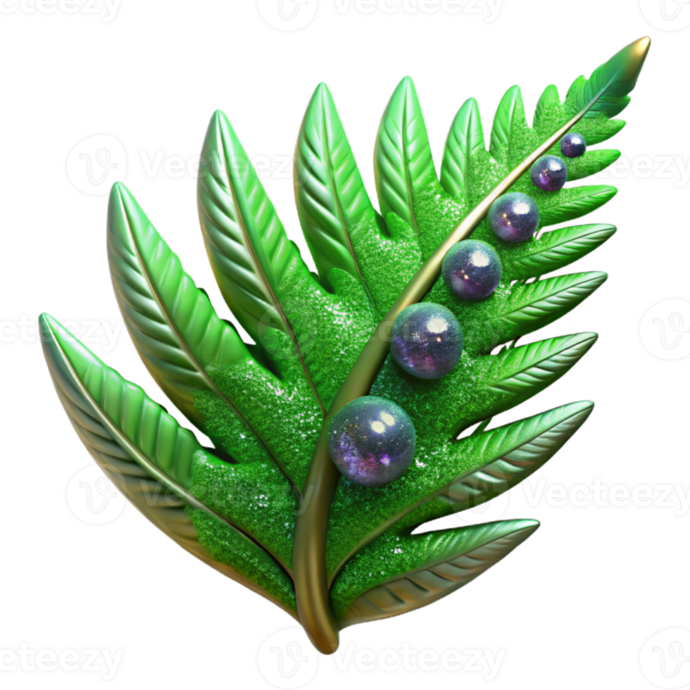 beautiful minimalist Fern Leaf Fractal Green Cutout Isolated high quality png
