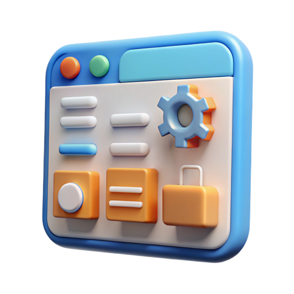 iconic organic Project management software interface. NO BACKGROUND with Transparent Background. fine detail png