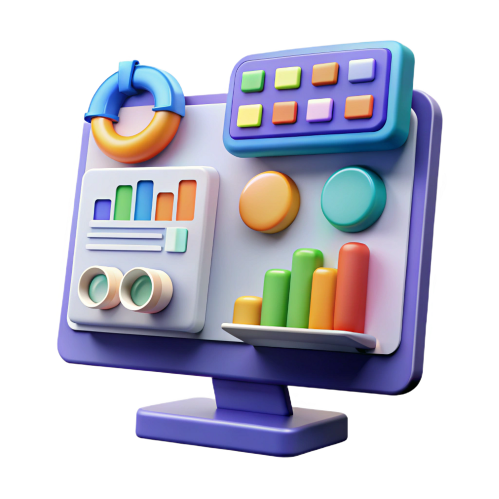 elegant distinctive Digital marketing analytics dashboard. NO BACKGROUND with Transparent Background. png