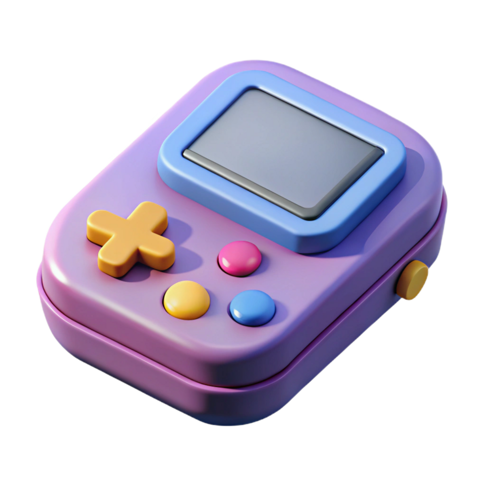splendid geometric Retro game console with controllers. NO BACKGROUND with Transparent Background. luxury png