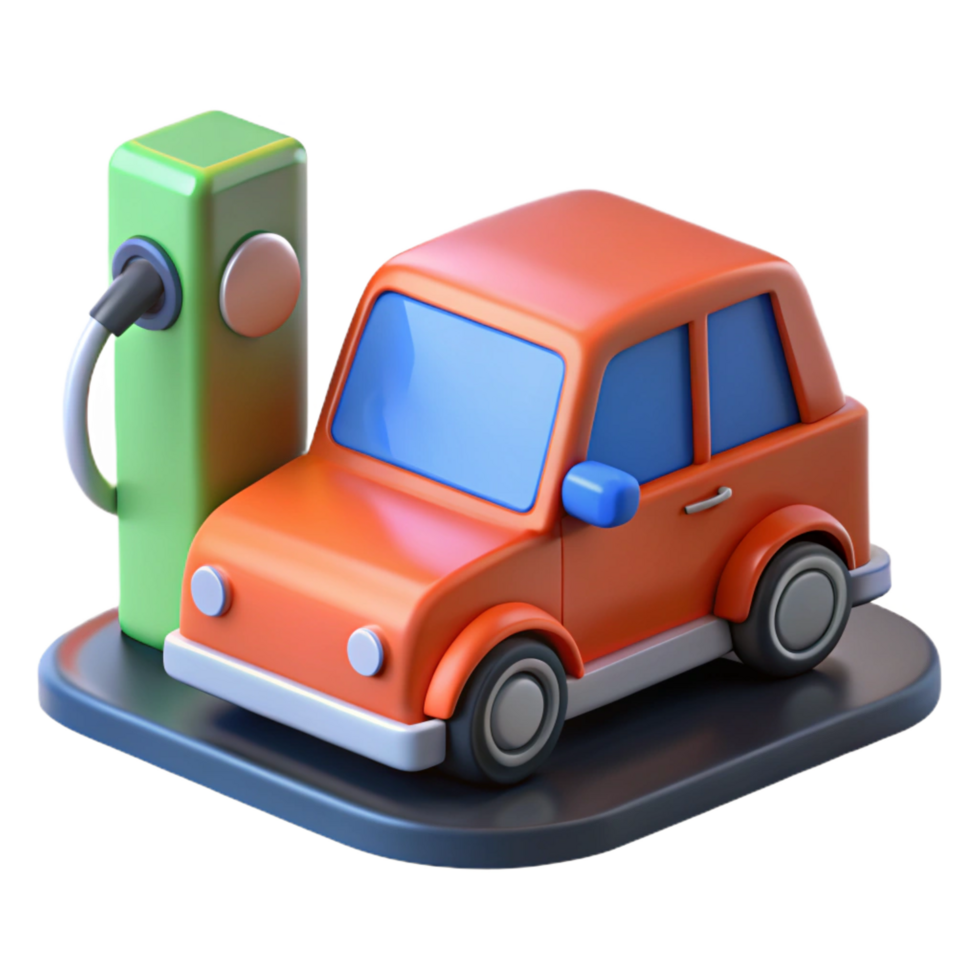 melancholic enchanting Electric car charging at a charging station. NO BACKGROUND with Transparent Background. 8K png