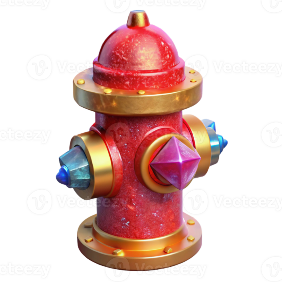 dramatic creative Fire Hydrant Red Paint Chipped Transparent Background detailed png