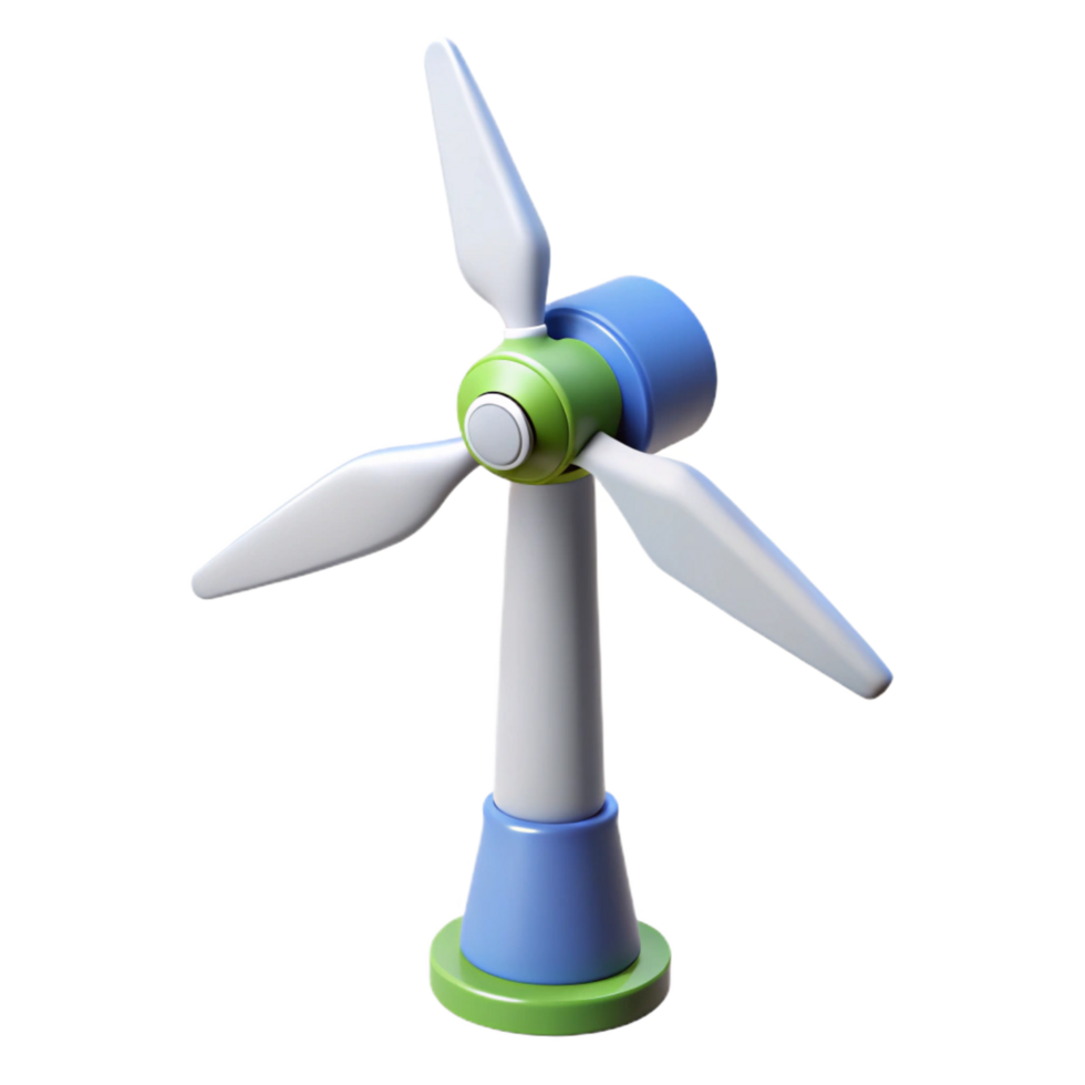 tranquil glorious Wind turbine rotating in the wind. NO BACKGROUND with Transparent Background. professional png