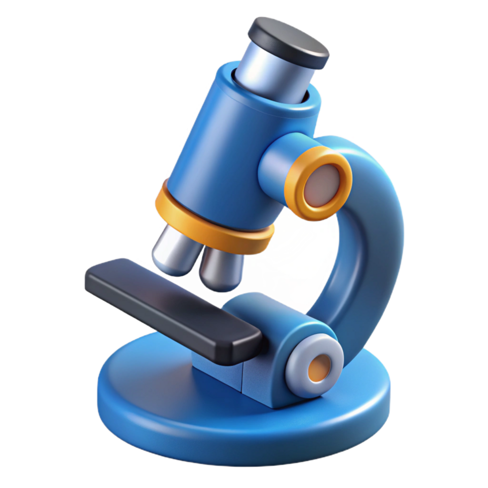 stunning bold geometric Scientific microscope with high magnification. NO BACKGROUND with Transparent Background. museum quality png