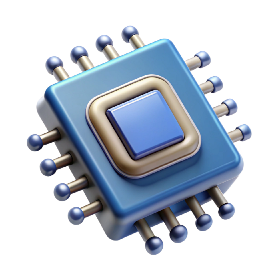magnificent abstract Microchip with intricate circuitry. NO BACKGROUND with Transparent Background. refined png