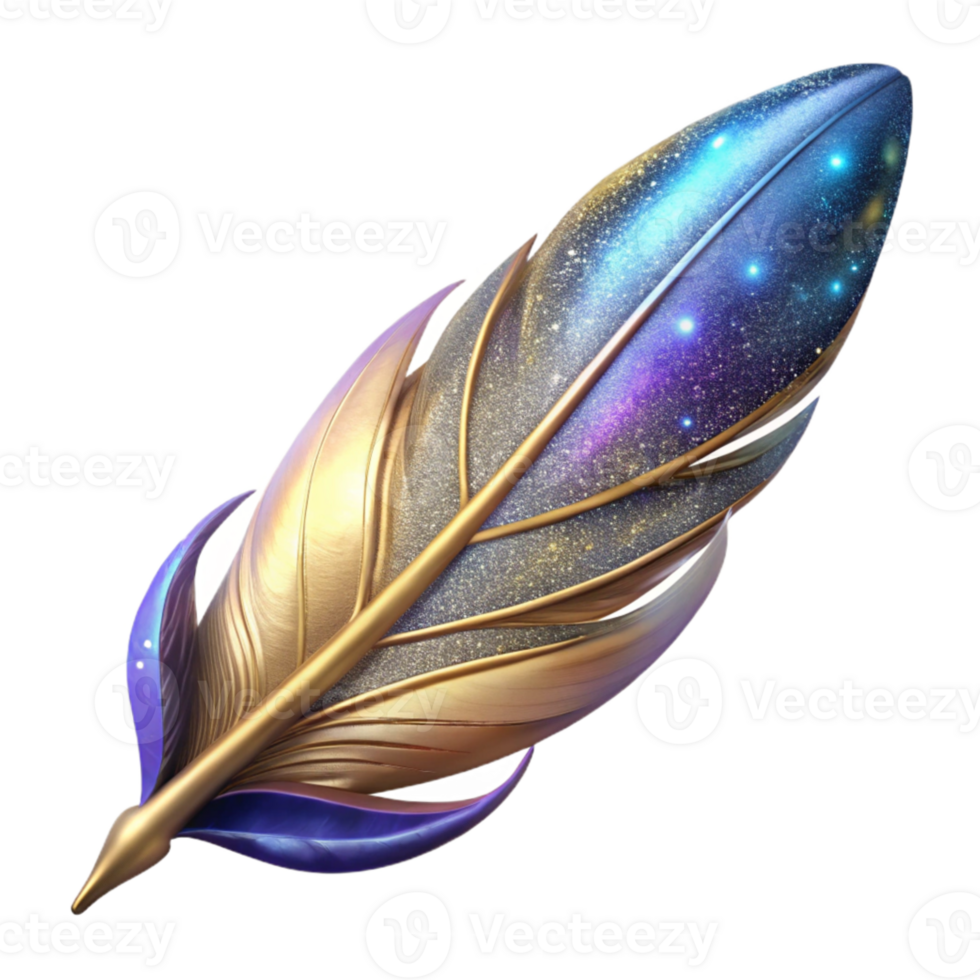 dramatic modern Floating Feather 3d Render Isolated on Transparent Background original png