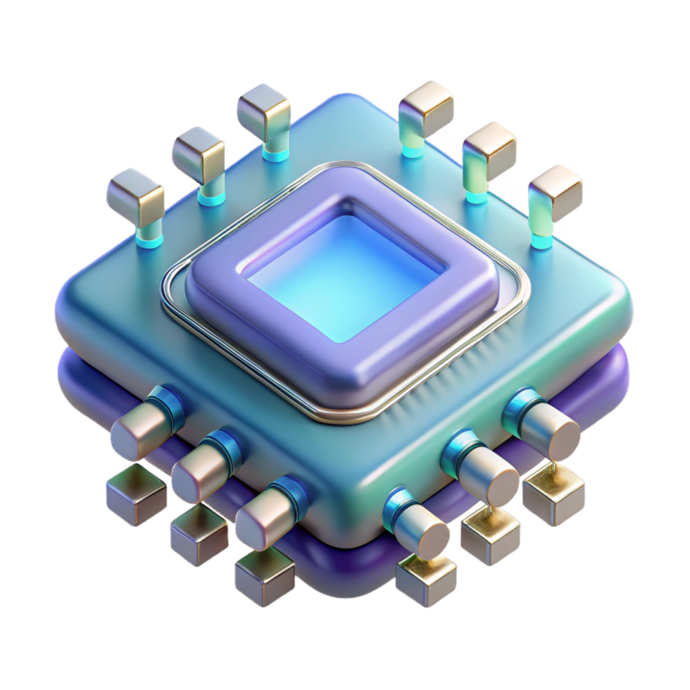 tranquil fascinating Quantum computer processor. NO BACKGROUND with Transparent Background. luxury png