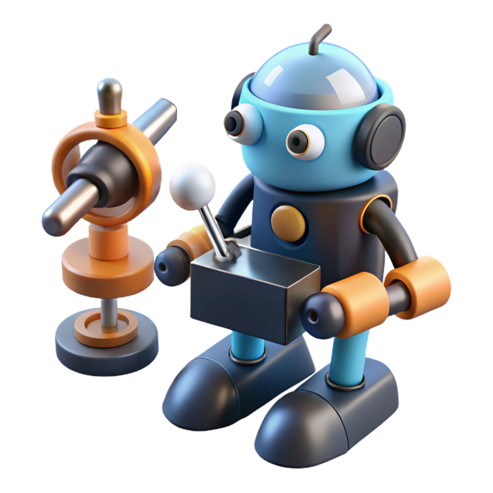 enchanting peaceful coastal Nanorobot with microscopic tools. NO BACKGROUND with Transparent Background. genuine png