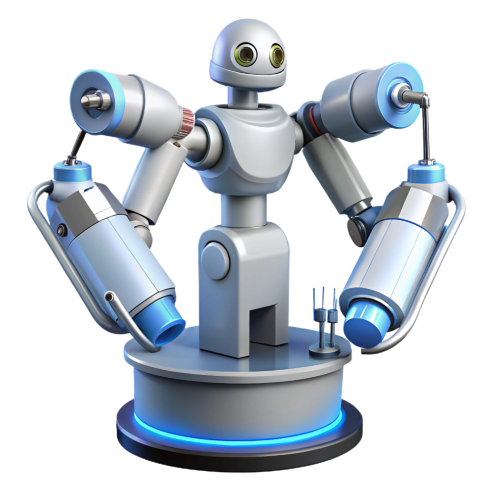 serene passionate gothic Surgical robot with robotic arms. NO BACKGROUND with Transparent Background. precision png