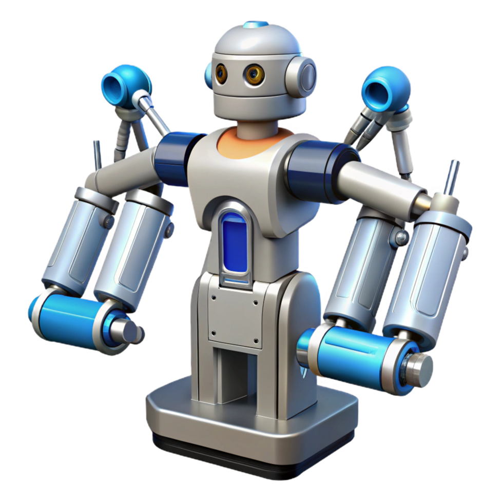inolvidable rústico quirúrgico robot con robótico brazos. No antecedentes con transparente antecedentes. perfecto png