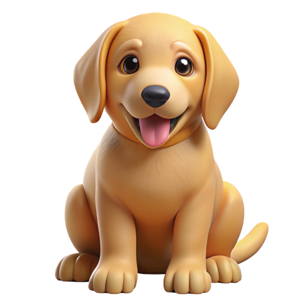 iconic modern A playful Golden Retriever puppy, sitting, NO BACKGROUND with Transparent Background. sharp png