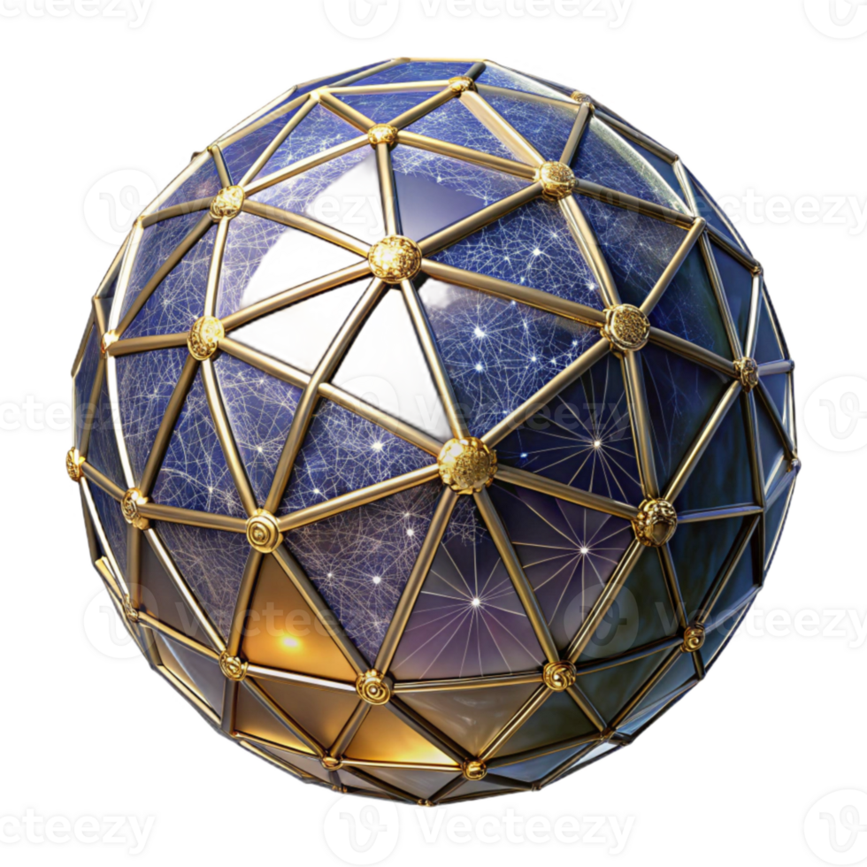 stunning rustic Floating Wireframe Sphere Cutout on Transparent Background png