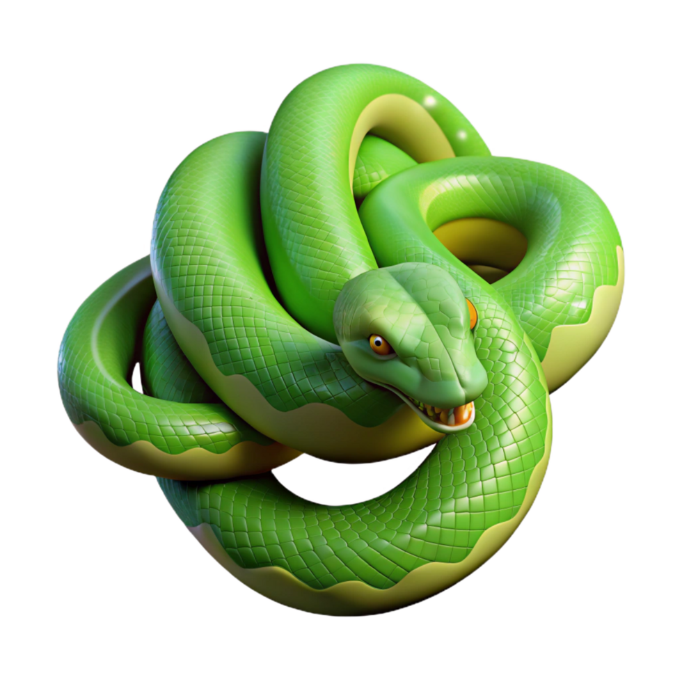 inspired artistic A slithering Green Tree Python, coiled, NO BACKGROUND with Transparent Background. impeccable png