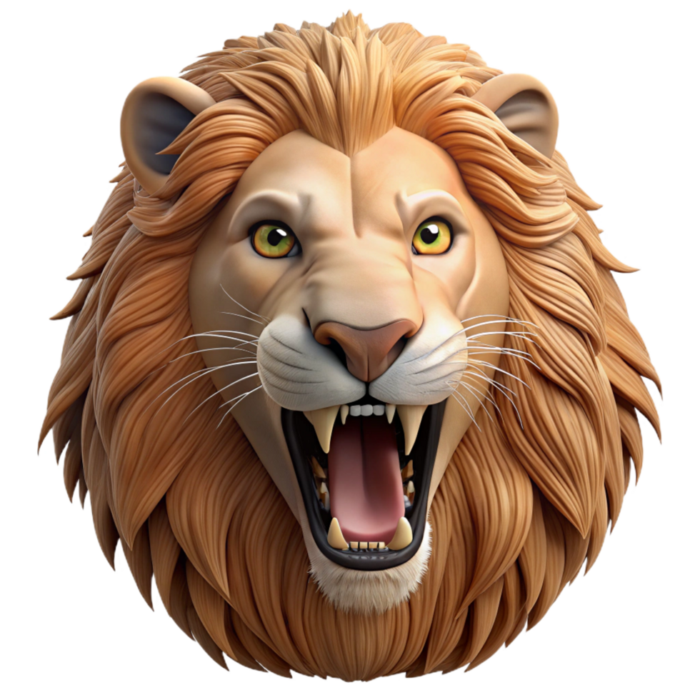 gorgeous nostalgic futuristic A roaring African lion, head and shoulders, NO BACKGROUND with Transparent Background. artisan png