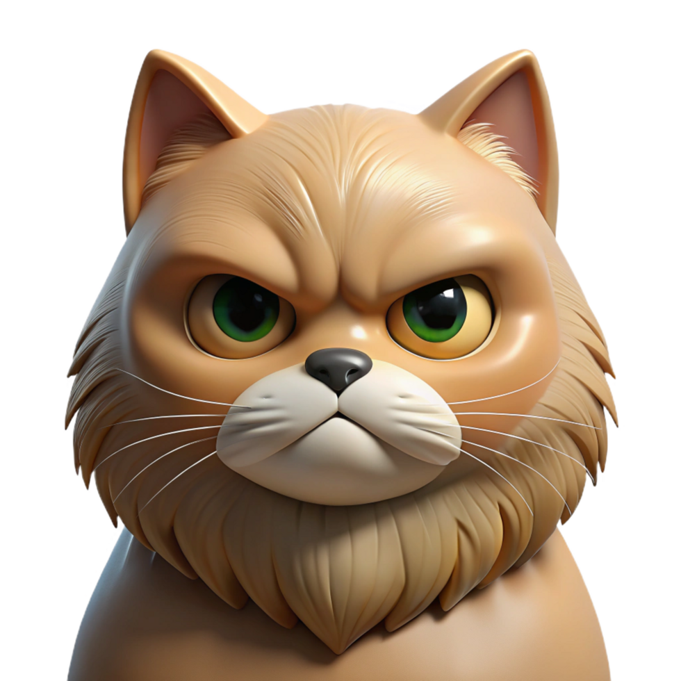 playful spectacular A grumpy Persian cat, face close-up, NO BACKGROUND with Transparent Background. expertly shot png