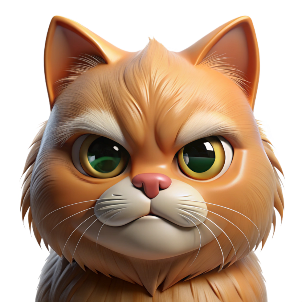 elegant exceptional A grumpy Persian cat, face close-up, NO BACKGROUND with Transparent Background. png