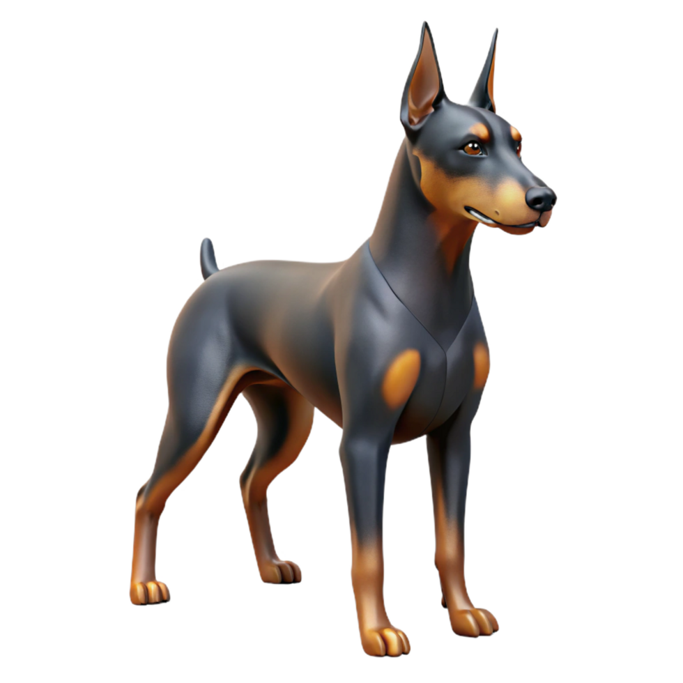 signature vintage An alert Doberman Pinscher, head tilted, NO BACKGROUND with Transparent Background. premium png