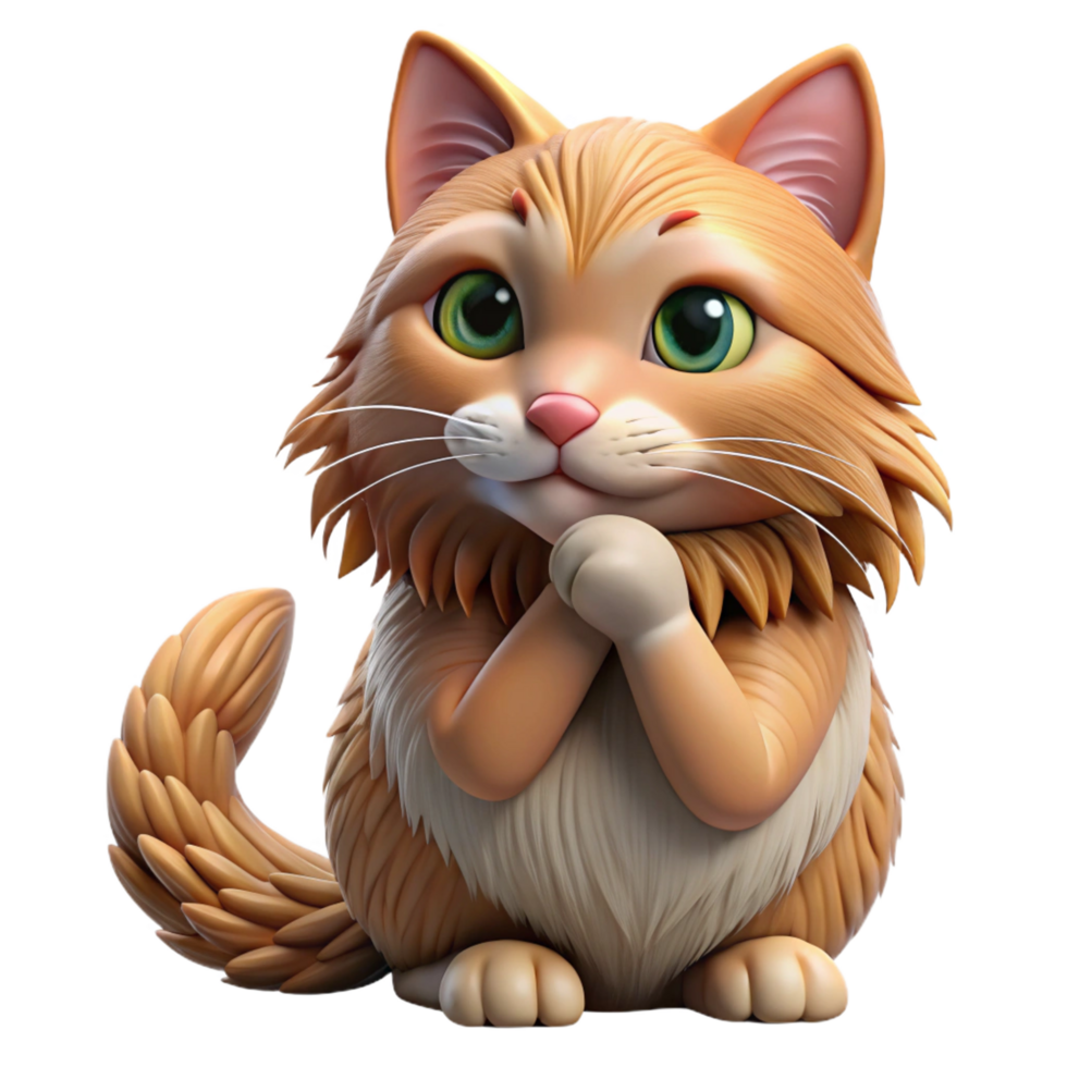 magnificent intense victorian A grooming long-haired tabby cat, licking paw, NO BACKGROUND with Transparent Background. studio quality png