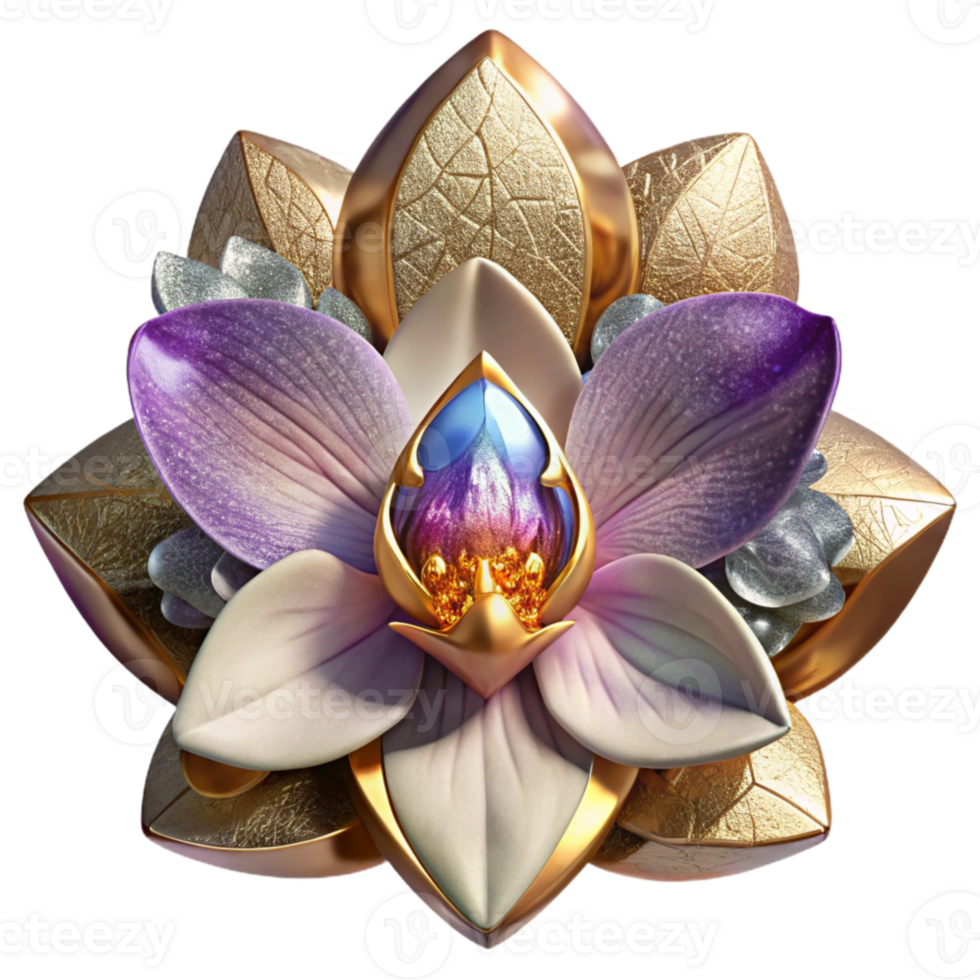 magnificent traditional Floral Mosaic Orchid Design Transparent Background genuine png