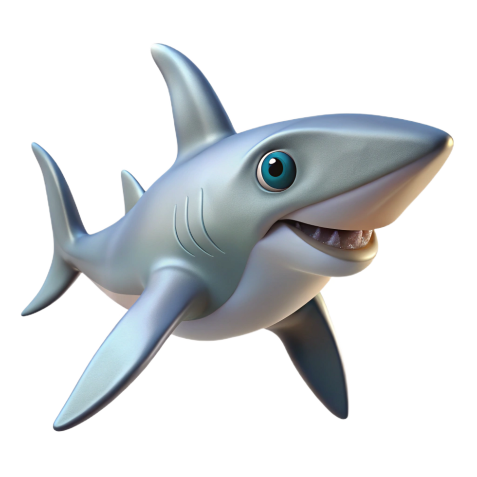 glorious unforgettable A swimming Hammerhead Shark, front view, NO BACKGROUND with Transparent Background. png