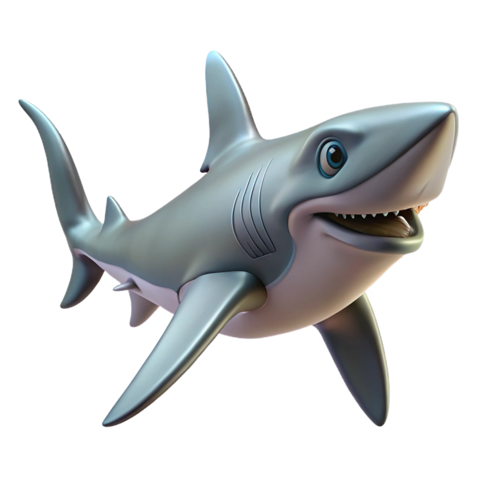 energetic beautiful A swimming Hammerhead Shark, front view, NO BACKGROUND with Transparent Background. crisp png