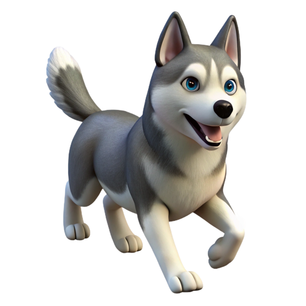extraordinary joyful renaissance A running Siberian Husky dog, full body, NO BACKGROUND with Transparent Background. fine detail png