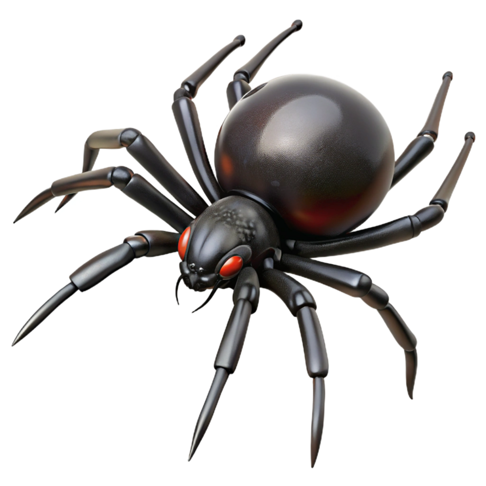 impressive elegant A close-up of a Black Widow spider, detailed legs, NO BACKGROUND with Transparent Background. exclusive png