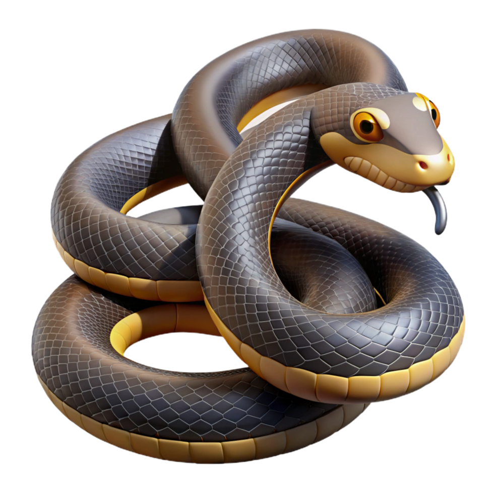 extraordinary impressionist A slithering Garter Snake, coiled, NO BACKGROUND with Transparent Background. high quality png