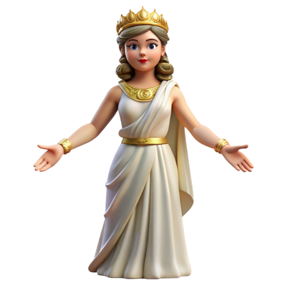energetic fascinating Hera, queen of the gods, majestic pose, NO BACKGROUND with Transparent Background. exclusive png